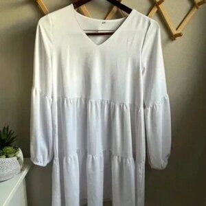 Flowy White Long Sleeve Dress